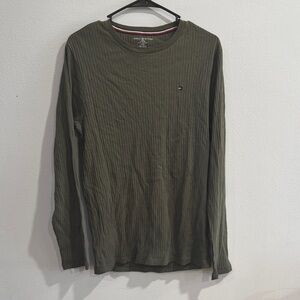 Tommy Hilfiger Olive Ribbed Long Sleeve Shirt Size Small